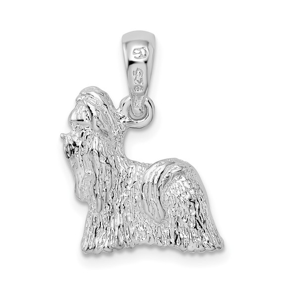 De-Ani Sterling Silver Rhodium-Plated Textured 3D Shih Tzu Dog Pendant - Picture 3 of 4